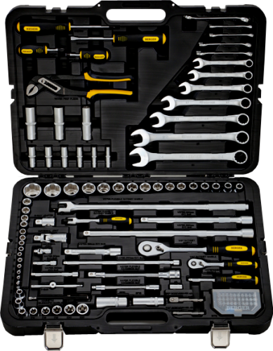 универсальный набор инструментов berger bg118-1214, 118 предметов, купить metabo, купить husqvarna, купить bosch, купить makita, купить hitachi, купить hikoki, купить oregon, купить stihl