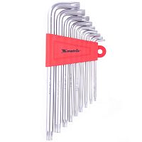 набор ключей имбусовых torx, 9 шт: t10-t50,  crv, удлиненные, сатин.// matrix, купить metabo, купить husqvarna, купить bosch, купить makita, купить hitachi, купить hikoki, купить oregon, купить stihl