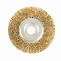щетка для ушм, 125 мм, посадка 22,2 мм, плоская, латунированная витая проволока// matrix, купить metabo, купить husqvarna, купить bosch, купить makita, купить hitachi, купить hikoki, купить oregon, купить stihl