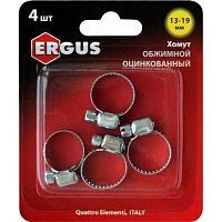 хомут обжимной ergus 13-19 мм, оцинкованный, 4 шт в блистере, купить metabo, купить husqvarna, купить bosch, купить makita, купить hitachi, купить hikoki, купить oregon, купить stihl