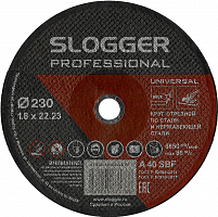 круг отрезной slogger 230х1.8х22 a r bf по стали и нерж.стали, купить metabo, купить husqvarna, купить bosch, купить makita, купить hitachi, купить hikoki, купить oregon, купить stihl