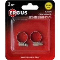 хомут обжимной ergus 13-19 мм, нержавеющая сталь, 2 шт в блистере, купить metabo, купить husqvarna, купить bosch, купить makita, купить hitachi, купить hikoki, купить oregon, купить stihl