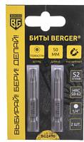 биты магнитные (c отверстием) torx27hx50мм, 2 шт, s2, berger, bg2416, купить metabo, купить husqvarna, купить bosch, купить makita, купить hitachi, купить hikoki, купить oregon, купить stihl