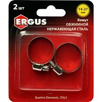 хомут обжимной ergus 14-27 мм, нержавеющая сталь, 2 шт, в блистере, купить metabo, купить husqvarna, купить bosch, купить makita, купить hitachi, купить hikoki, купить oregon, купить stihl